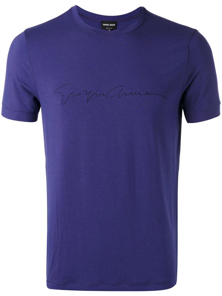 Giorgio Armani - Signature T-shirt - Men - Spandex/elastane/viscose - 50, Blue, Spandex/elastane/viscose