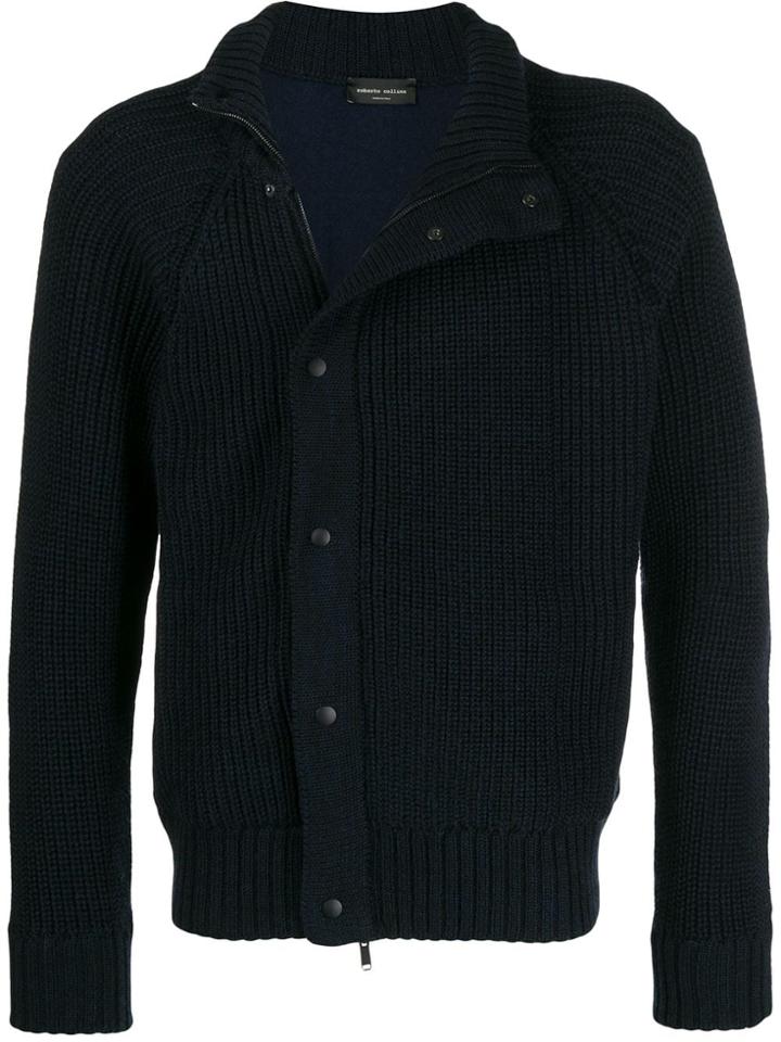 Roberto Collina Button Up Ribbed Cardigan - Blue