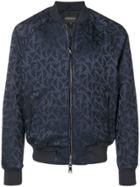 Emporio Armani Jacquard Logo Bomber Jacket - Blue