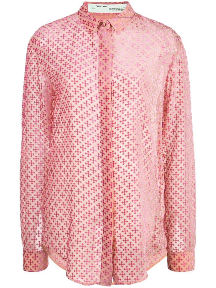 Off-white Logo Velvet Burnout Shirt - Pink
