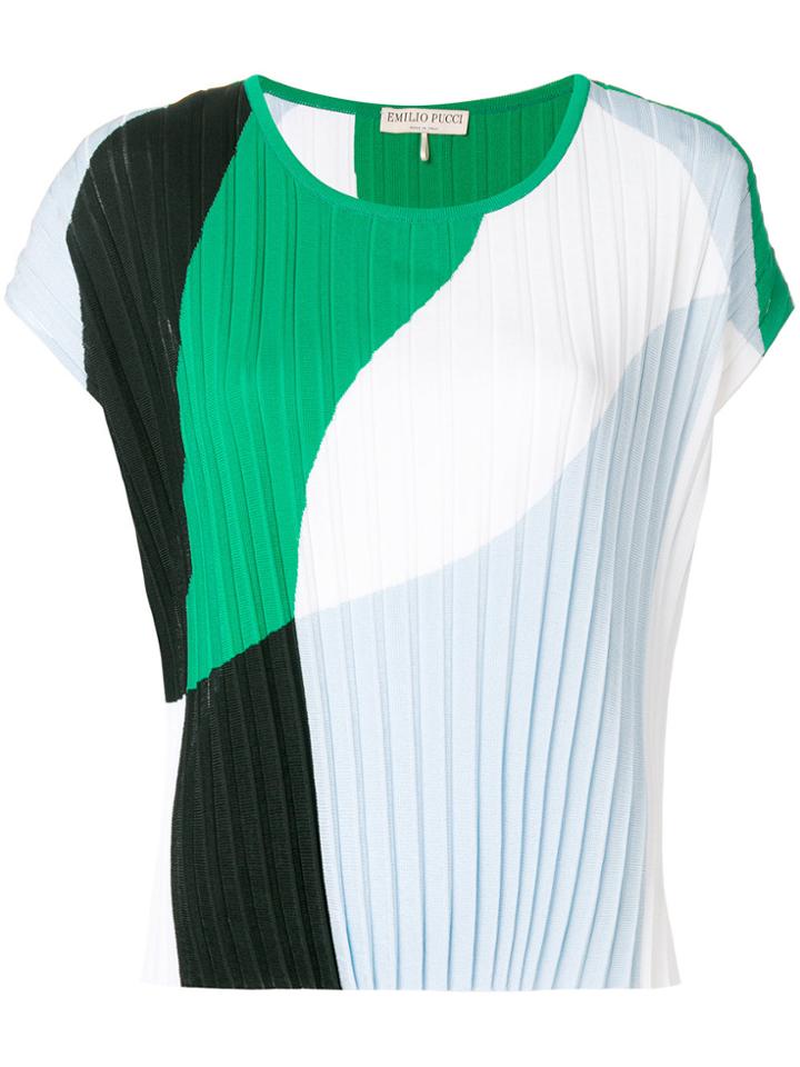 Emilio Pucci Colour-block Plissé Blouse - Multicolour