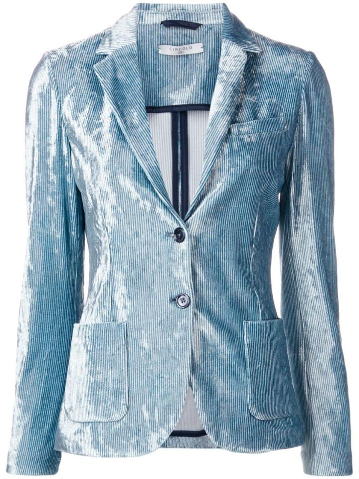 Circolo 1901 Velvet Single-breasted Blazer - Blue
