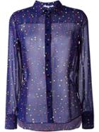 Carven Animal Print Semi Sheer Button Down Shirt