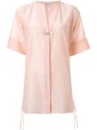 Akane Utsunomiya Oversized Shortsleeved Shirt, Women's, Size: 38, Pink/purple, Silk/cotton