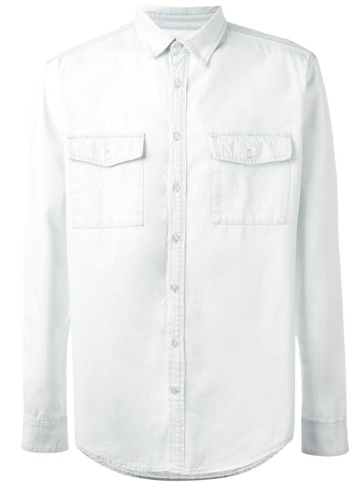 Msgm Back Logo Shirt, Men's, Size: 41, White, Cotton
