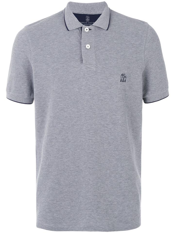 Brunello Cucinelli - Contrast Detailing Polo Shirt - Men - Cotton - M, Grey, Cotton