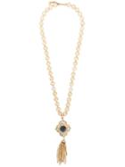 Valentino Vintage 1980's Flower Pendant Long Necklace - Gold