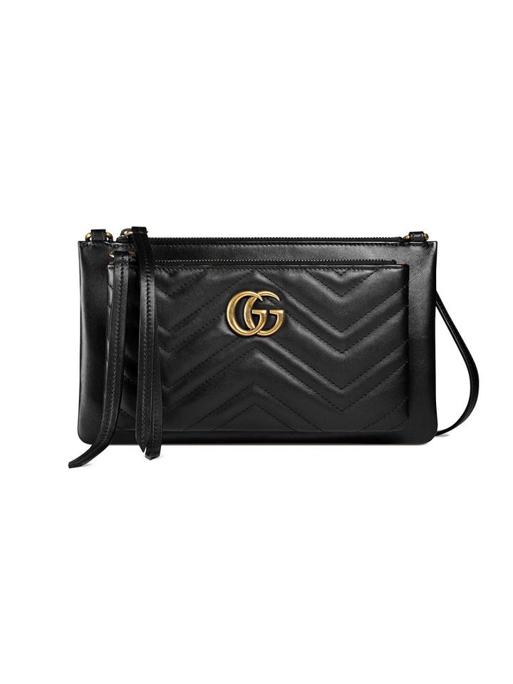 Gucci - Gg Marmont Pouch - Women - Leather/metal/microfibre - One Size, Black, Leather/metal/microfibre