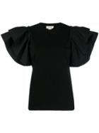 Alexander Mcqueen Ruffle Sleeve T-shirt - Black
