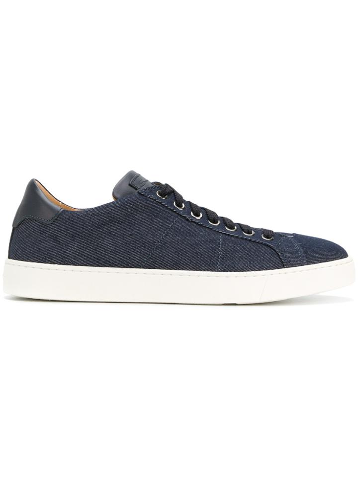 Santoni Denim Lace-up Sneakers - Blue
