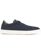 Santoni Denim Lace-up Sneakers - Blue