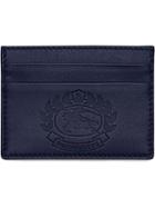 Burberry Embossed Crest Leather Card Case - Blue