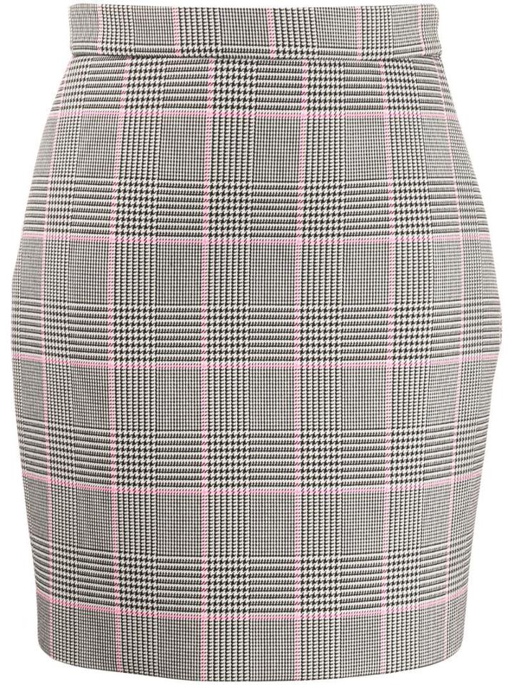 Msgm Houndstooth Short Skirt - Black