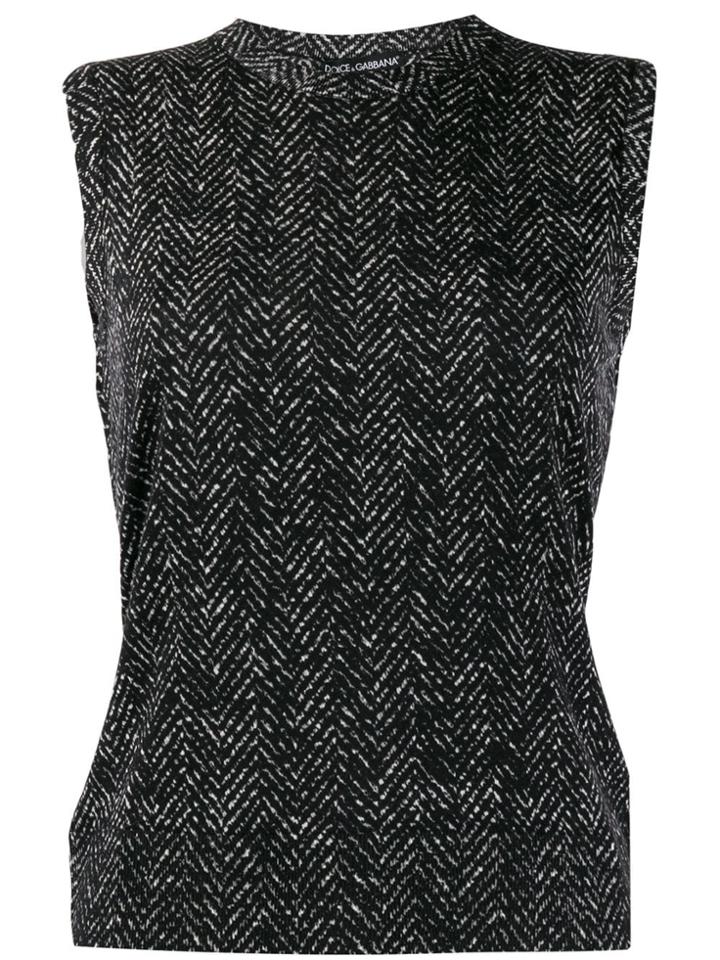 Dolce & Gabbana Chevron-knit Top - Black
