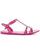 Valentino Rockstud Slide Sandals - Pink & Purple