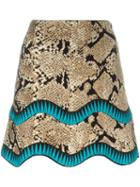 Roberto Cavalli Snakeskin Effect A-line Skirt With Scalloped Details