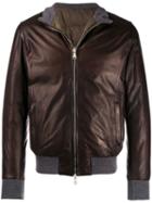 Barba Reversible Leather Bomber Jacket - Brown