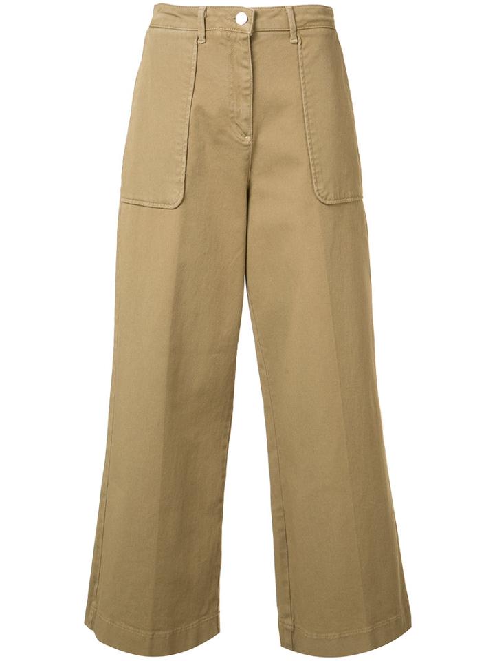Vanessa Bruno - Palazzo Pants - Women - Cotton/spandex/elastane - 40, Green, Cotton/spandex/elastane