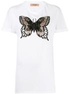 Twin-set Embroidered Butterfly T-shirta Round Neck - White