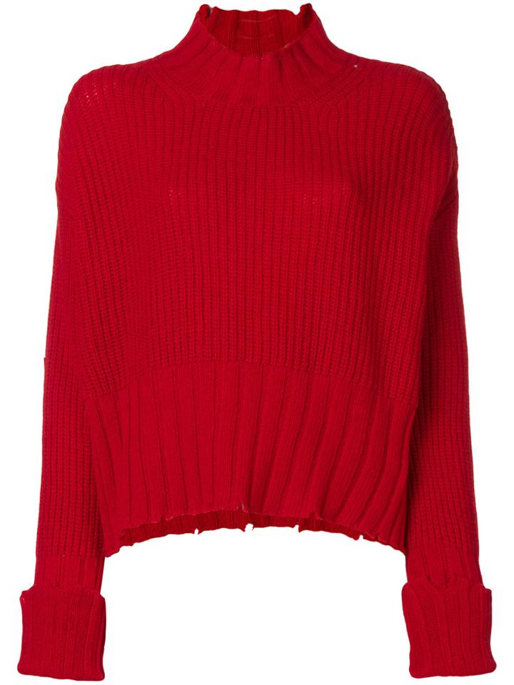 Msgm Cable Knit Jumper - Red