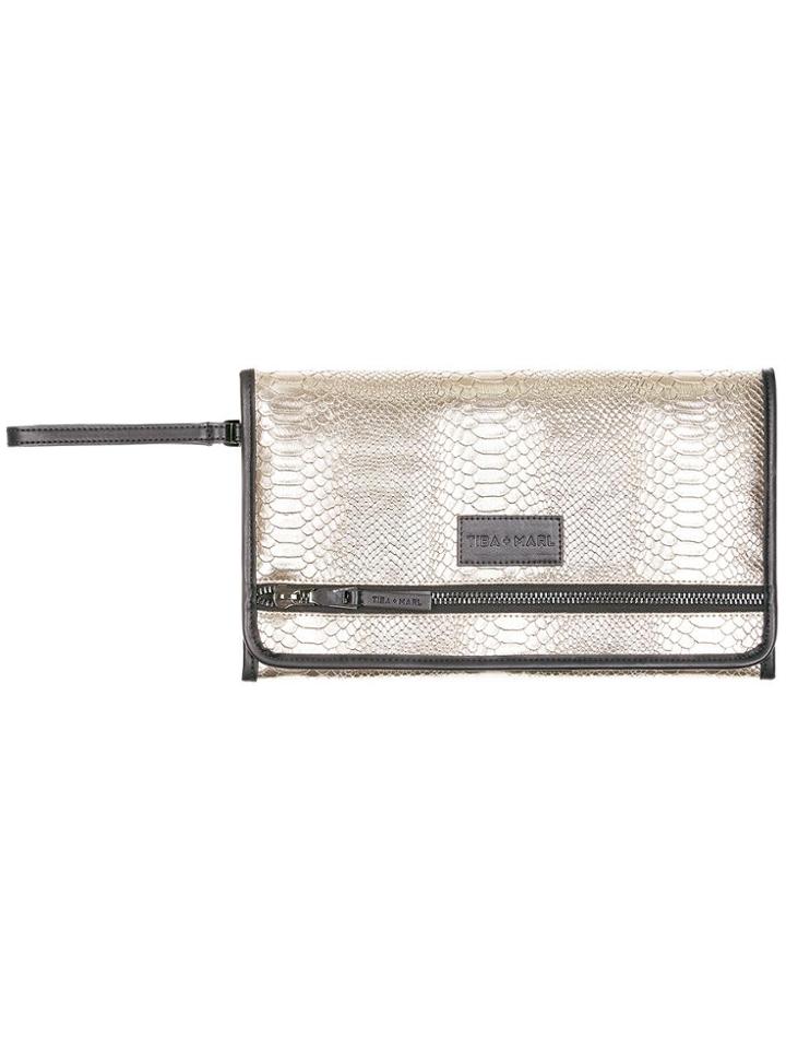 Tiba + Marl Faux Python Etta Changing Clutch - Metallic
