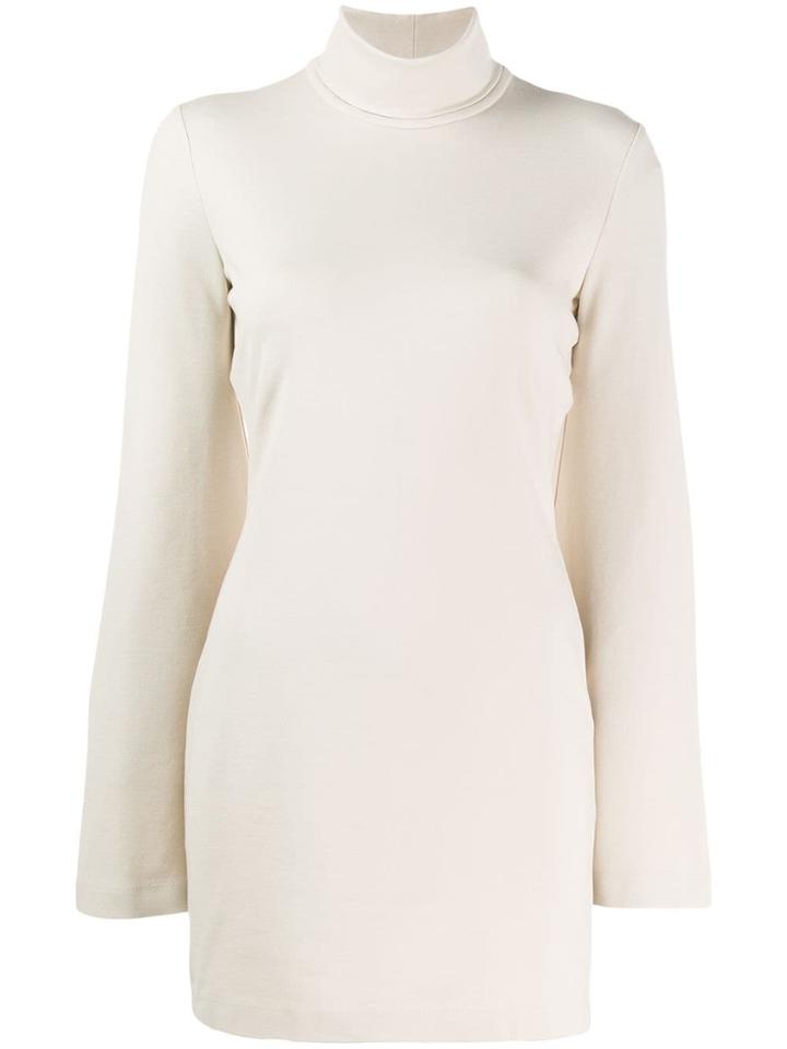 Sara Battaglia Short Turtleneck Dress - Neutrals