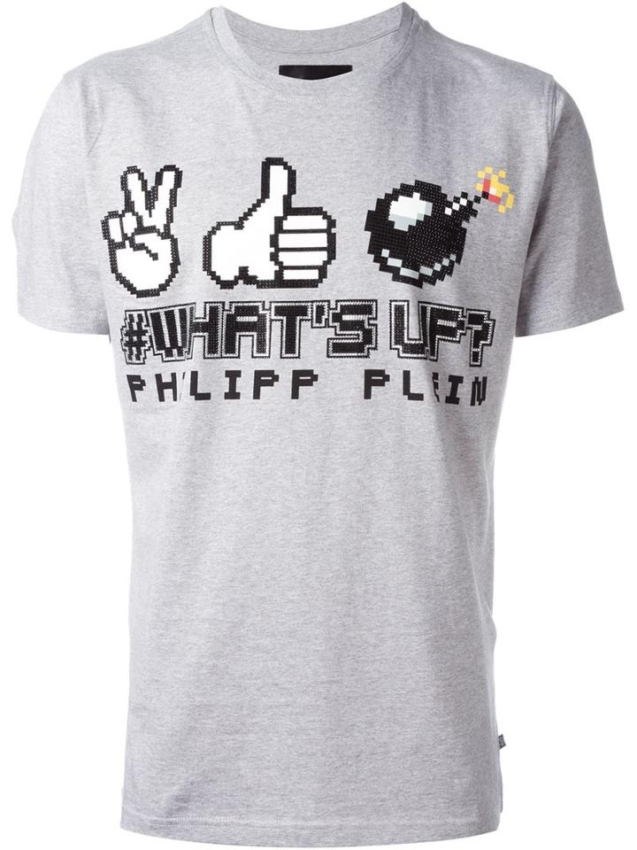 Philipp Plein 'what's Up' T-shirt, Men's, Size: Large, Grey, Cotton