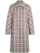 Burberry Micro Check Silk Blend Car Coat - Red