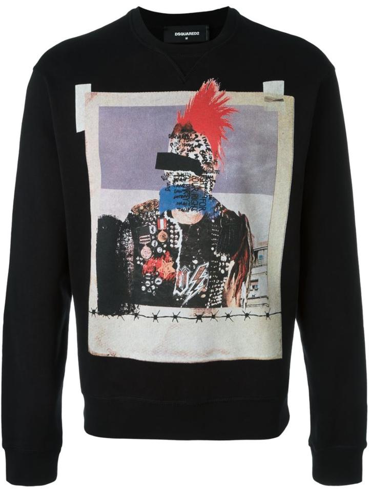 Dsquared2 Photo Print Sweatshirt, Men's, Size: Xxl, Black, Cotton