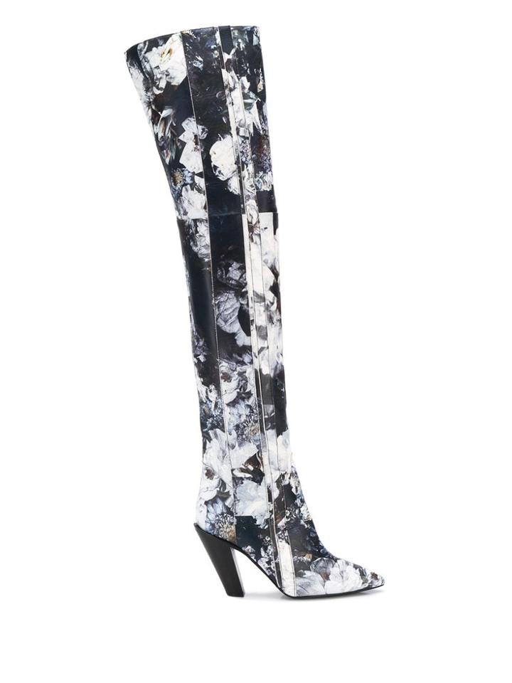 A.f.vandevorst Floral Print Over-the-knee Boots - Blue
