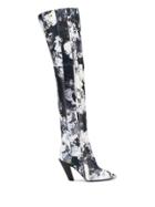 A.f.vandevorst Floral Print Over-the-knee Boots - Blue