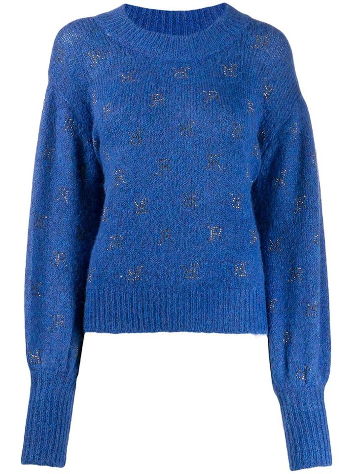 John Richmond Embellished Monogram Jumper - Blue