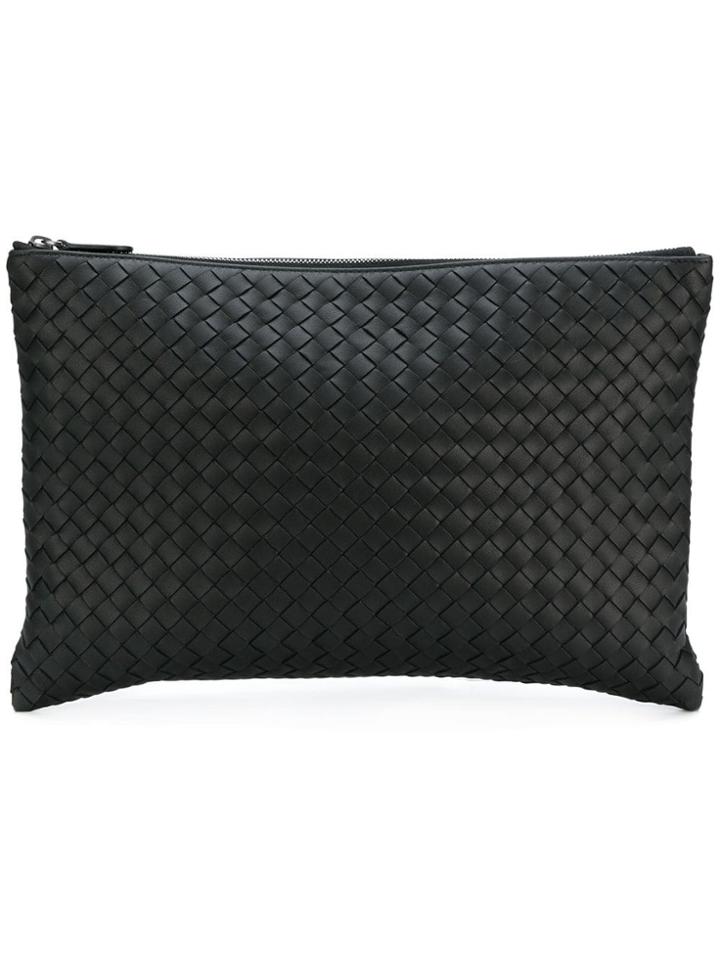 Bottega Veneta Woven Zipped Purse - Black