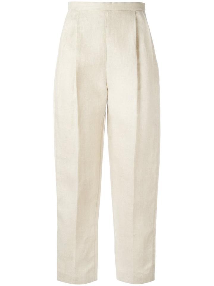 Delpozo - Cropped Trousers - Women - Linen/flax - 36, Women's, Nude/neutrals, Linen/flax