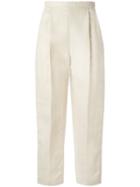 Delpozo - Cropped Trousers - Women - Linen/flax - 36, Women's, Nude/neutrals, Linen/flax