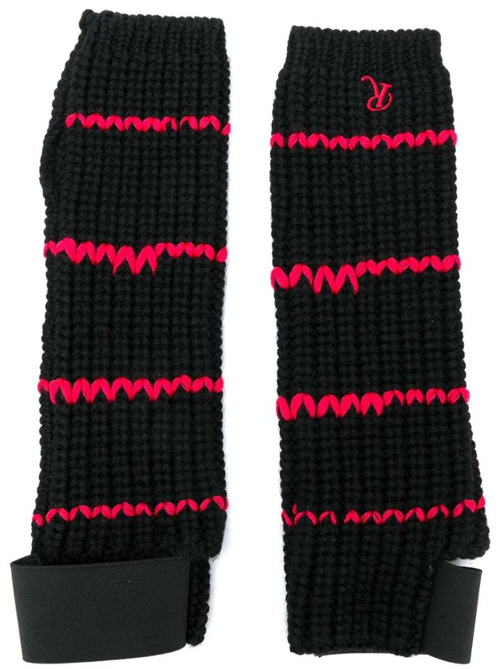 Raf Simons Contrast Knitted Gloves - Black