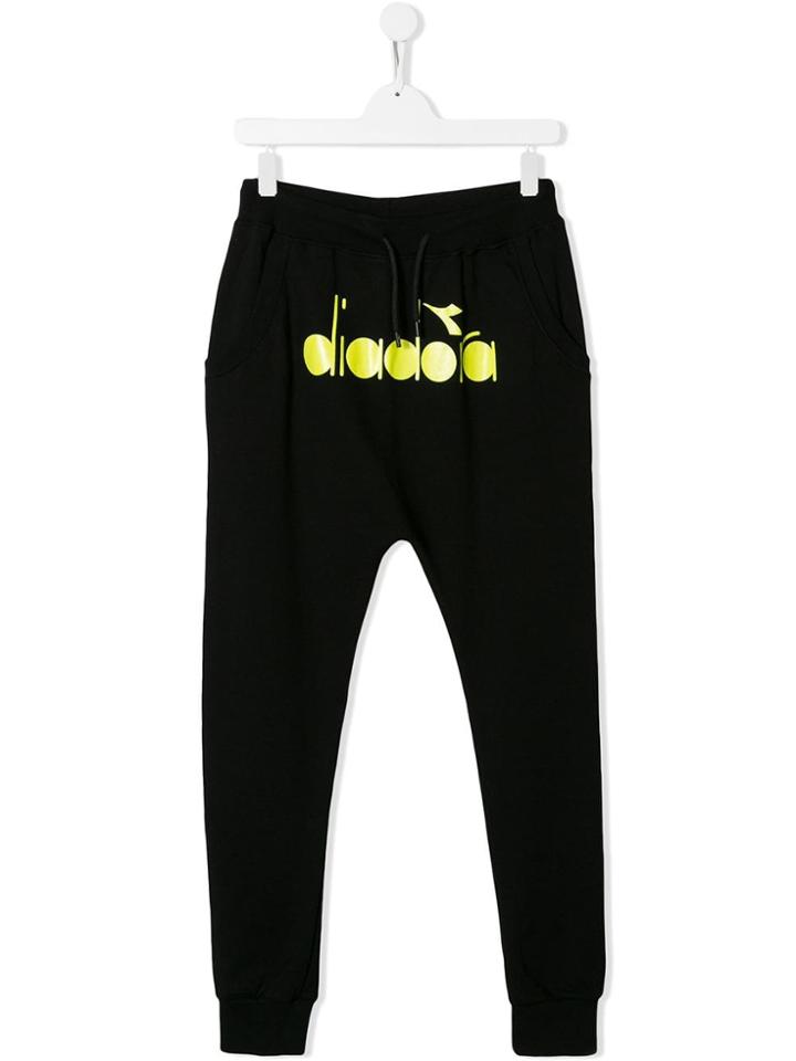 Diadora Junior Teen Logo Print Track Pants - Black