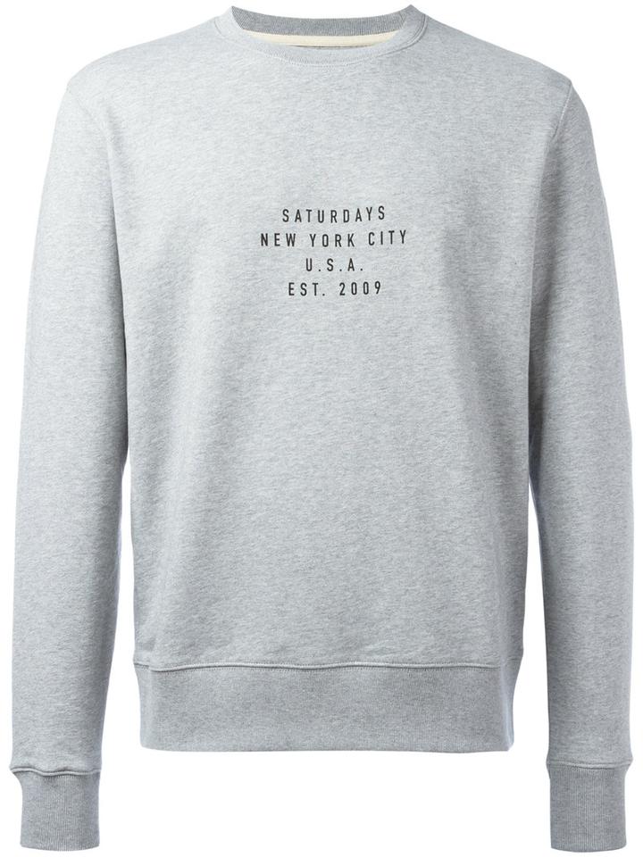 Saturdays Nyc Slogan Print Sweatshirt, Men's, Size: Small, Grey, Cotton