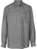 Burberry Classic Fit Monogram Print Silk Twill Shirt - Grey