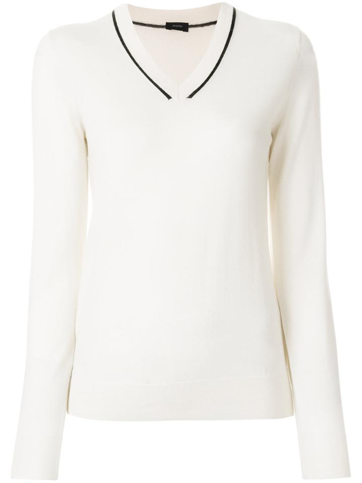 Joseph V-neck Fitted Sweater - Nude & Neutrals