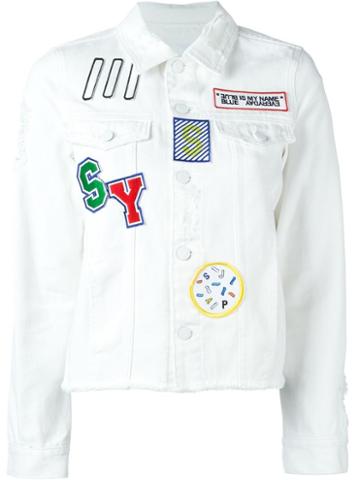 Steve J & Yoni P - Patched Denim Jacket - Women - Cotton - M, White, Cotton