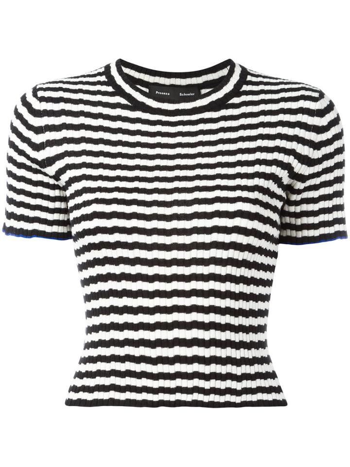 Proenza Schouler Striped Fitted T-shirt, Women's, Size: Xs, Black, Silk/cashmere