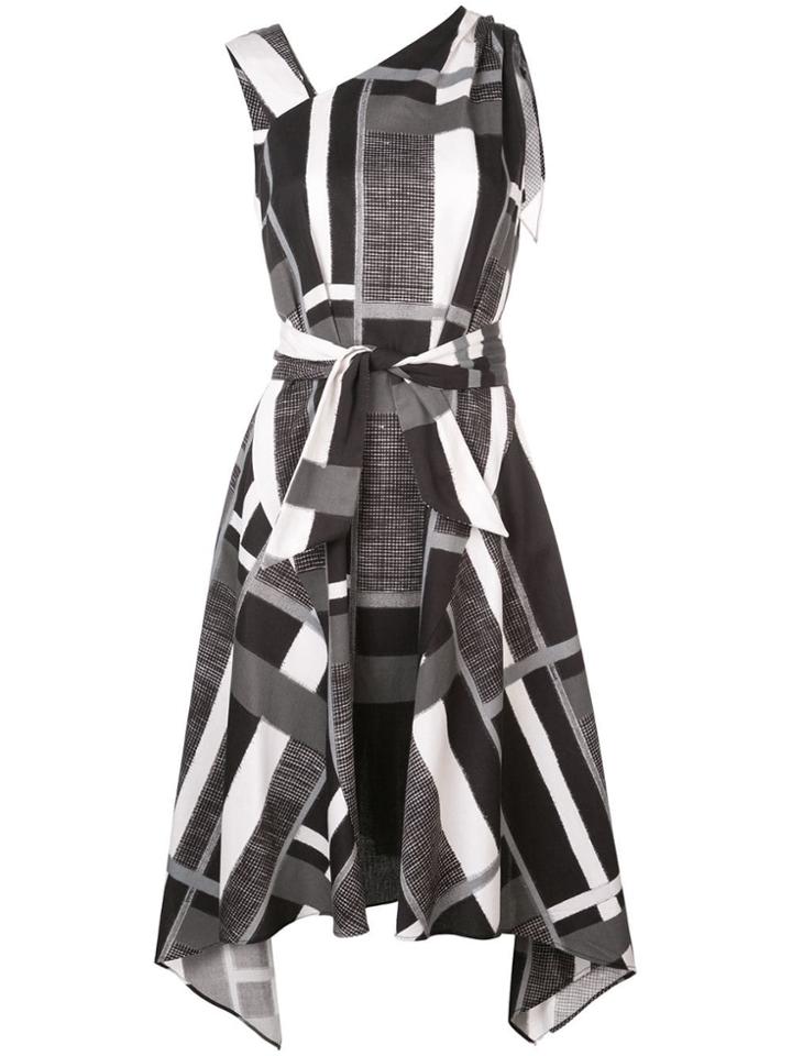 Josie Natori Taisho Stripe Belted Dress - Black
