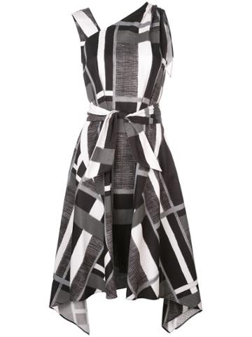 Josie Natori Taisho Stripe Belted Dress - Black