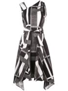 Josie Natori Taisho Stripe Belted Dress - Black