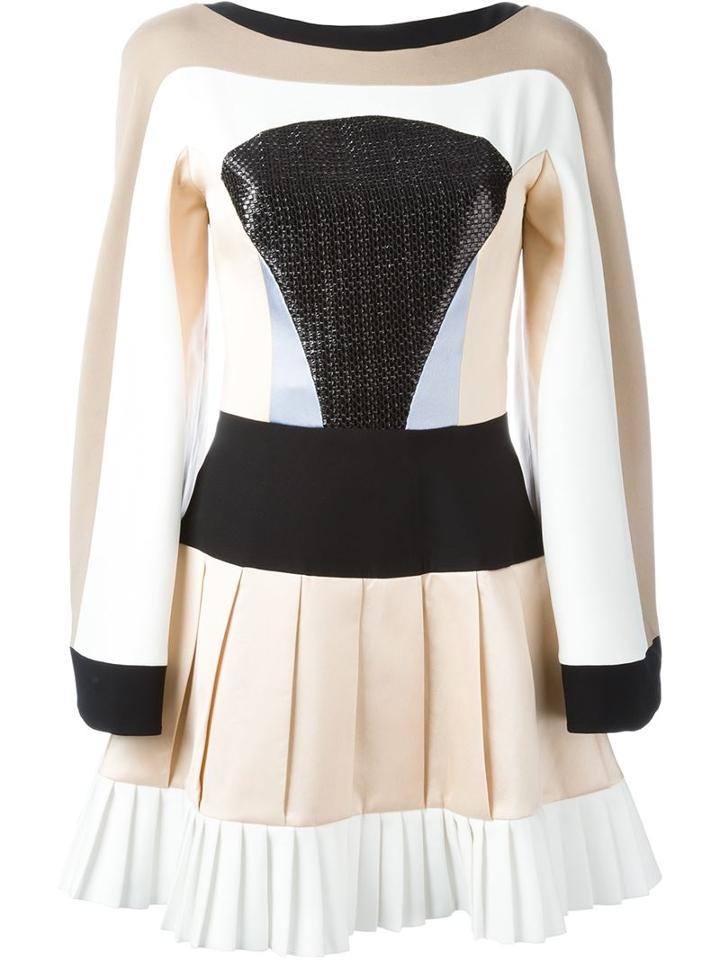 Hussein Bazaza Panelled Pleated Dress