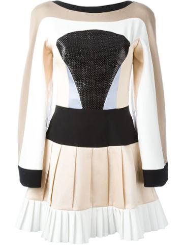 Hussein Bazaza Panelled Pleated Dress