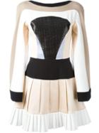 Hussein Bazaza Panelled Pleated Dress