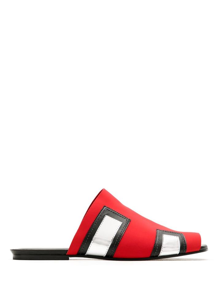 Gloria Coelho Metallic Panels Mules - Red