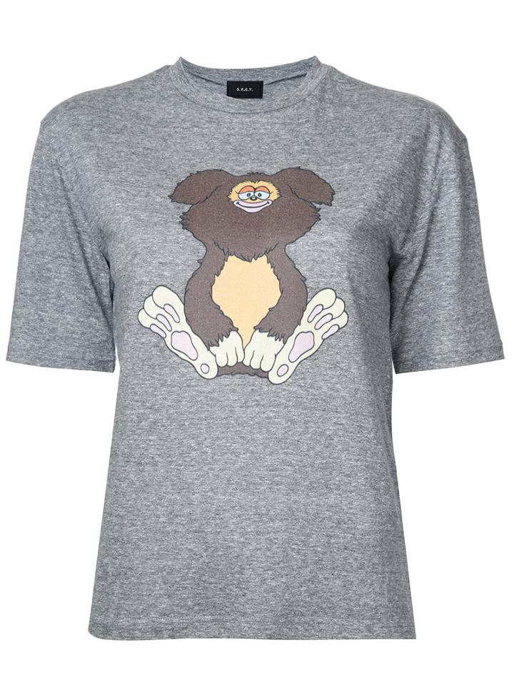 G.v.g.v. Stuffed Animal Print T-shirt, Women's, Grey, Cotton/lyocell